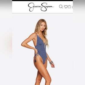 Jessica Simpson Blue Polka Dot Swimsuit